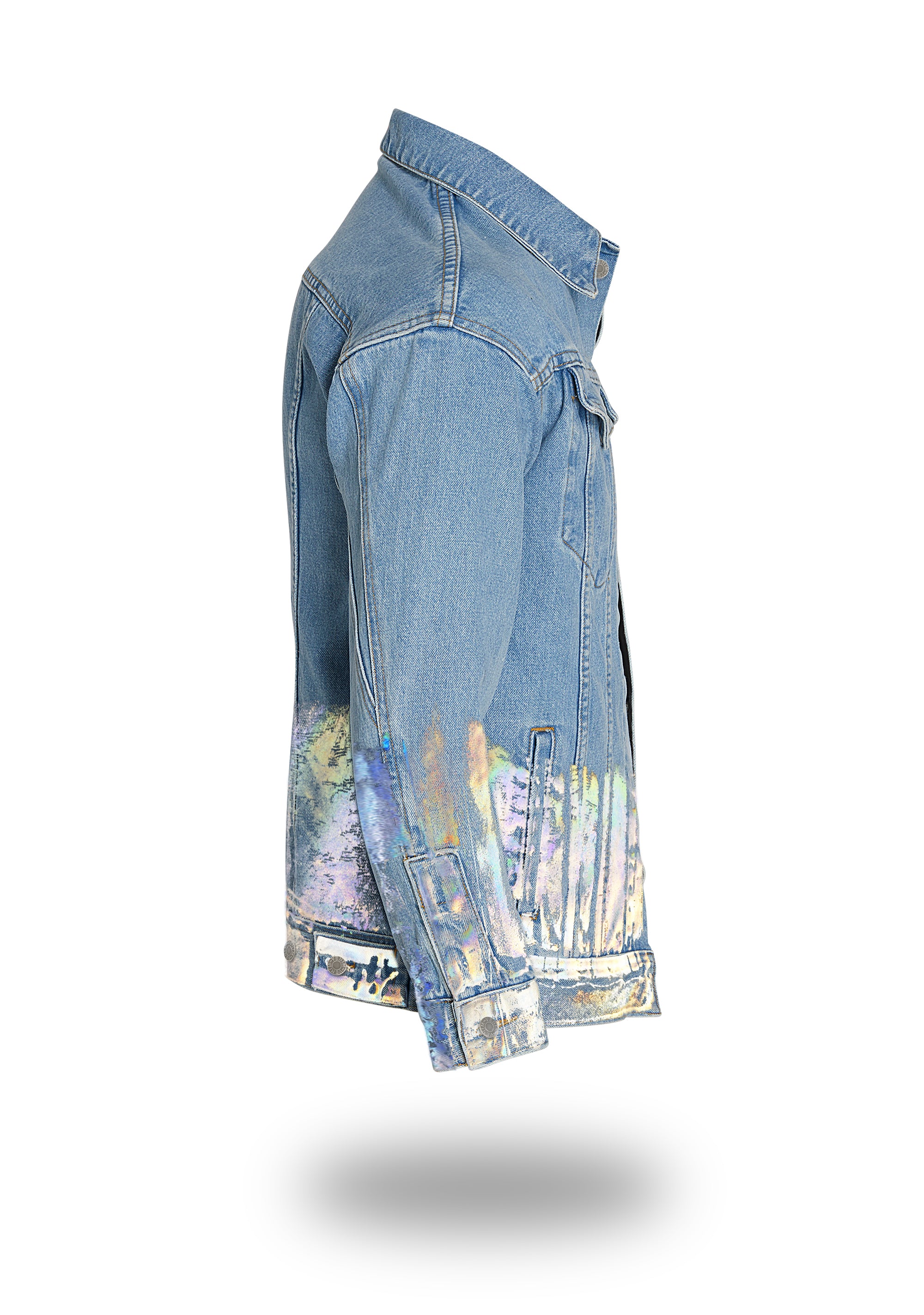 Vintage Light Wash Denim Jacket with Holographic Foil | VENIM