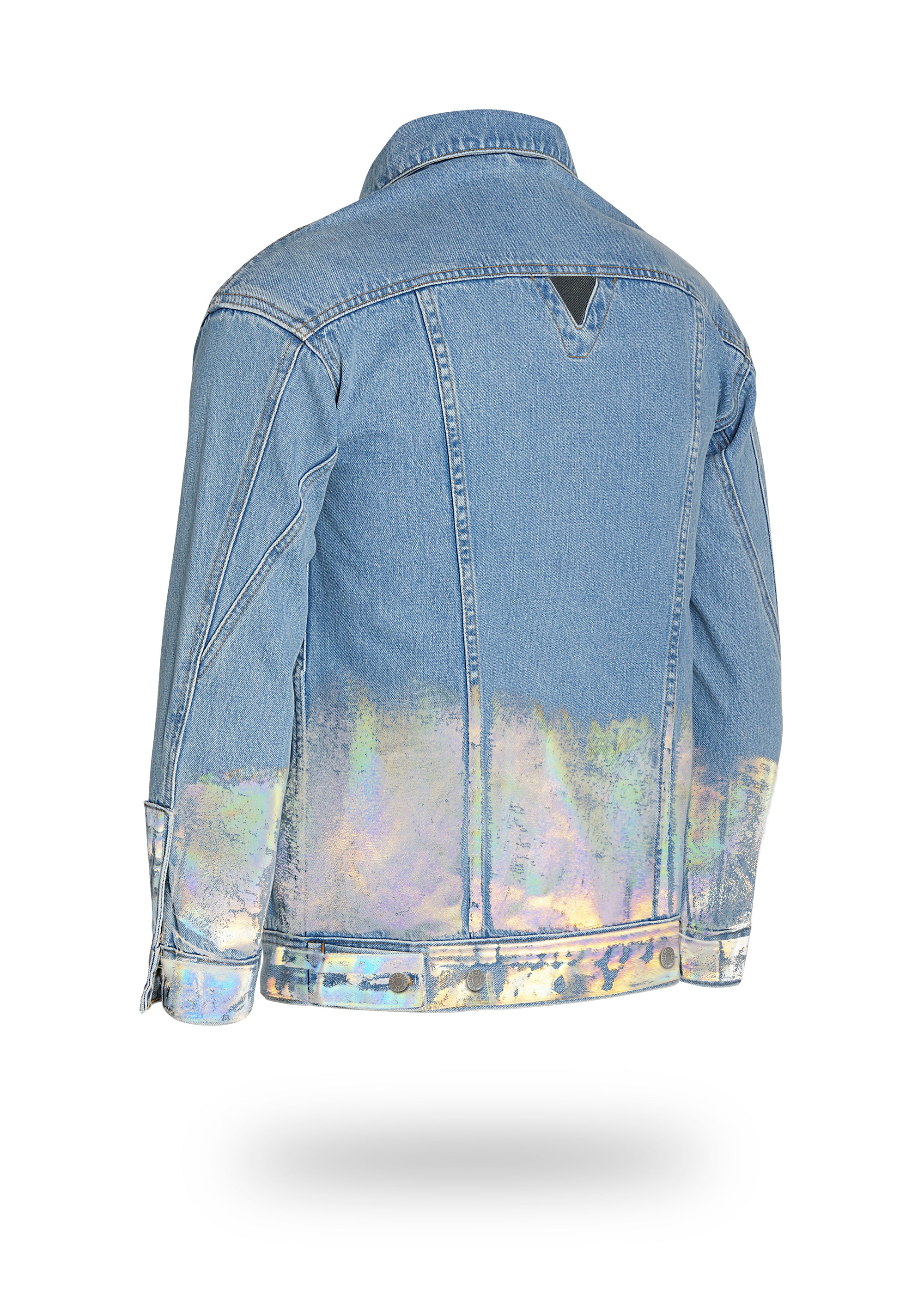 Vintage Light Wash Denim Jacket with Holographic Foil | VENIM