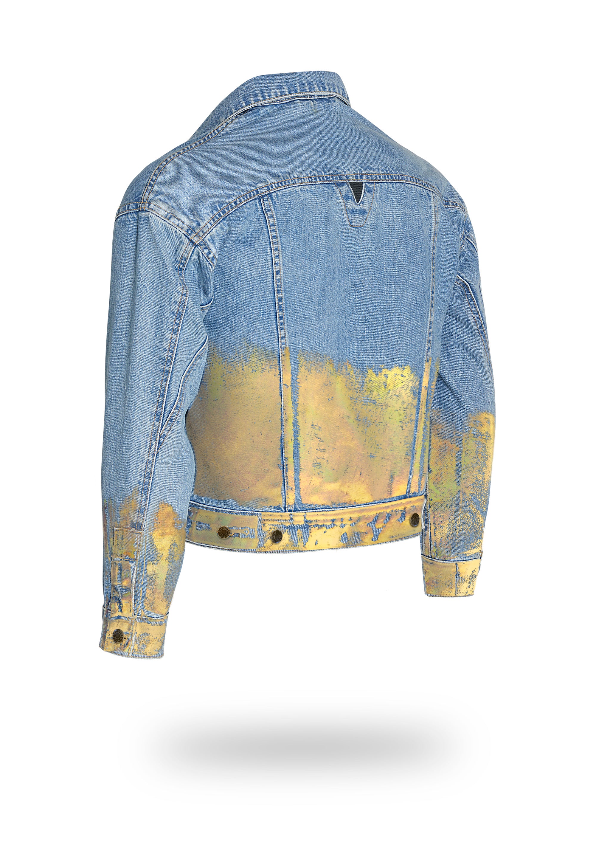 Vintage Light Wash Denim Jacket with Gold Holographic Foil VENIM VENIM